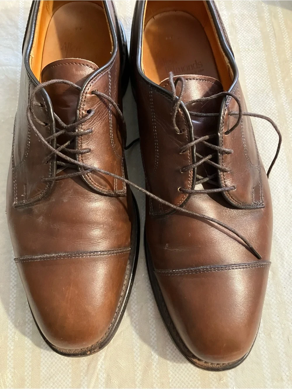 Allen Edmonds Brown Leather Cap-Toe Derbys